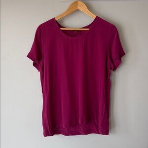 Cassis 100% Silk Blouse Women’s Large Magenta Fuchsia Lightweight